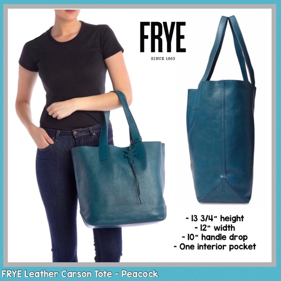 Frye Leather Carson Large Tote Peacock Blue Green - Picture 7 of 10
